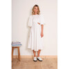 Women's Selma 3-Quarter Lantern Sleeve Midi Dress, White - Dresses - 3