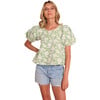 Women's Maiori Floral Print Short Sleeve Top, Green - Blouses - 1 - thumbnail