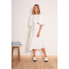 Women's Selma 3-Quarter Lantern Sleeve Midi Dress, White - Dresses - 6