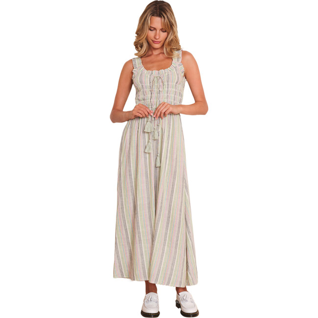 Women's Boni Striped Wide Smocked Bodice Maxi Tank Dress, Soft Rainbow