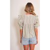 Women's Janice Woven Striped 3-Quarter Ruffle Sleeve, Soft Rainbow - Blouses - 5