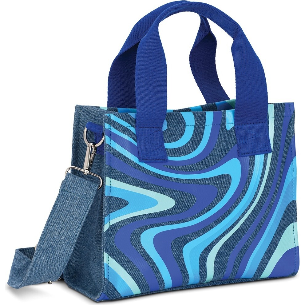 Blue Swirl Denim Crossbody Bag - Bags - 1