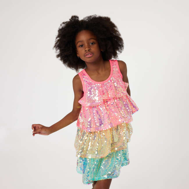 Striped Overlay Ceremony Dress, Multicolor - Dresses - 4