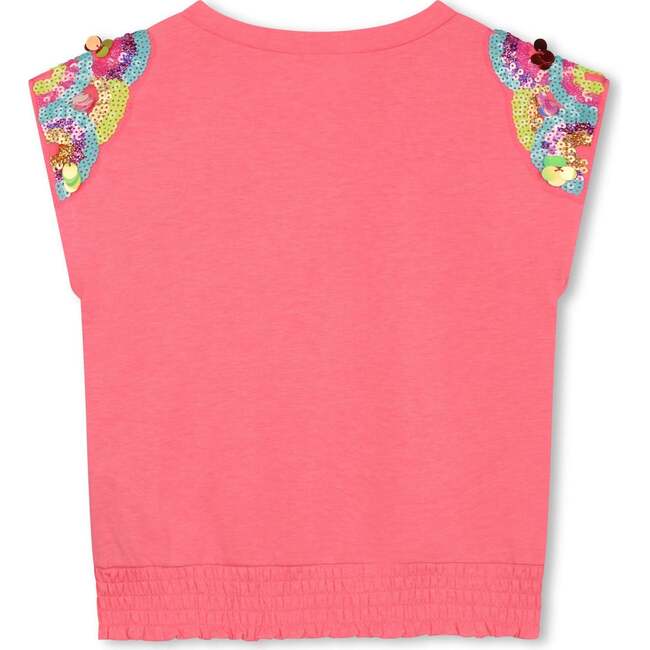 Sequin Trim T-Shirt, Pink - T-Shirts - 3