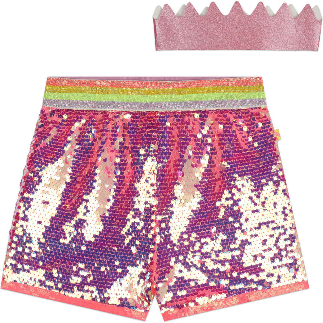 Neon Sequin Shorts, Pink - Shorts - 1
