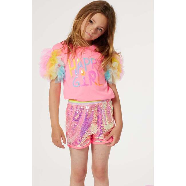 Neon Sequin Shorts, Pink - Shorts - 2