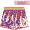 Neon Sequin Shorts, Pink - Shorts - 3