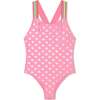 Heart Print Swimsuit, Pink - One Pieces - 1 - thumbnail