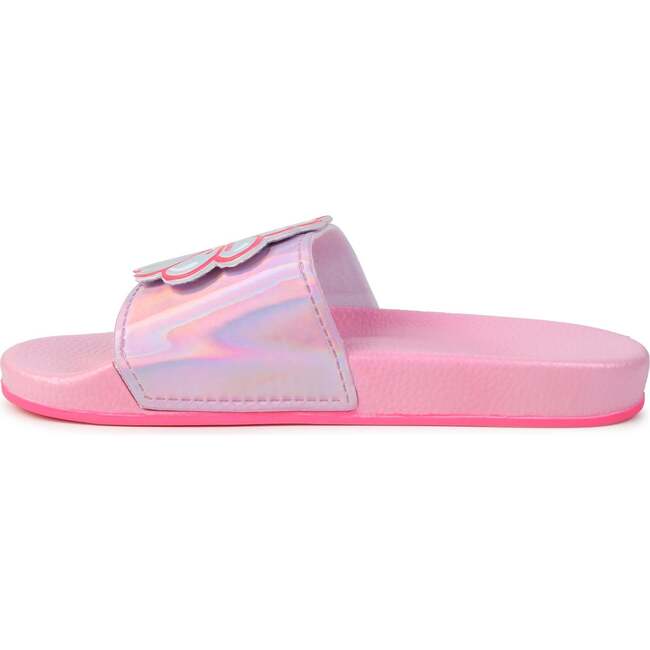 Flower Applique Slides, Pink - Sandals - 5