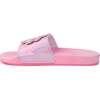 Flower Applique Slides, Pink - Sandals - 5