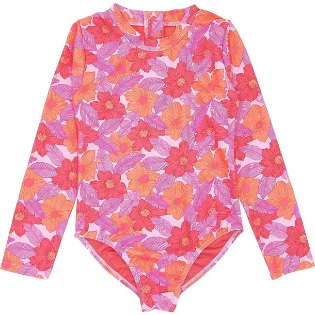 Wave Chaser Print Long Sleeve Surf Suit, Lilac