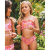 Wanderlust Floral Print Ruffled Hem Smocked Waist Bikini, Lilac - Two Pieces - 2