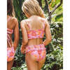 Wanderlust Floral Print Ruffled Hem Smocked Waist Bikini, Lilac - Two Pieces - 3