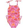 Seaside Tie Shoulder Side Ruched One-Piece Swimsuit, Lilac - One Pieces - 1 - thumbnail