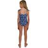 Seaside Tie Shoulder Side Ruched One-Piece Swimsuit, Navy - One Pieces - 3