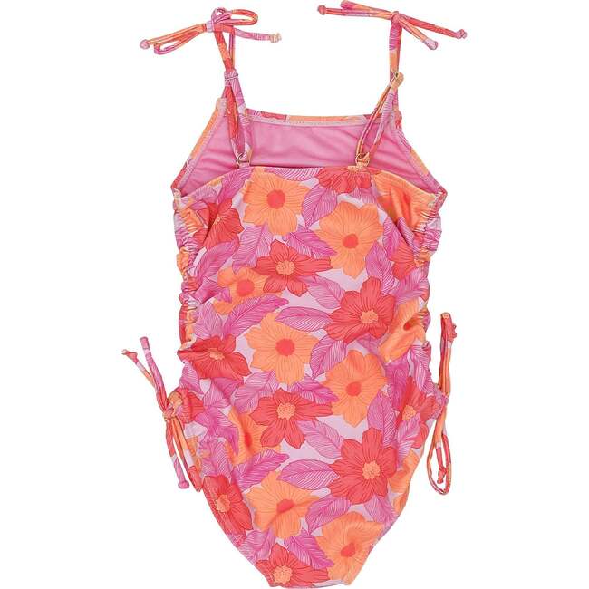 Seaside Tie Shoulder Side Ruched One-Piece Swimsuit, Lilac - One Pieces - 4