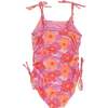 Seaside Tie Shoulder Side Ruched One-Piece Swimsuit, Lilac - One Pieces - 4