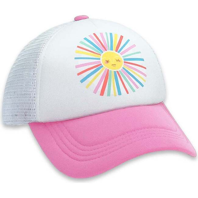 Rainbow Sun Trucker Hat, Prism Pink & White