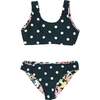 Island Hopper Floral & Polka Dots Sleeveless Reversible Bikini, Black - Two Pieces - 3