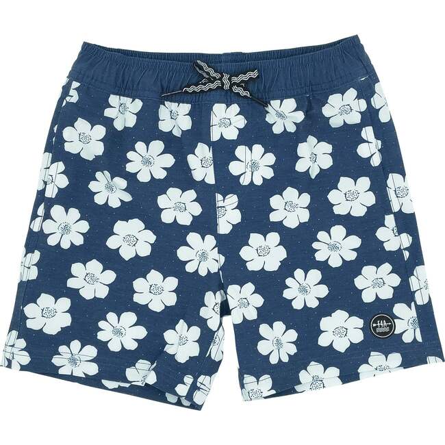 In Bloom Floral Drawstring Volley Trunk, Navy