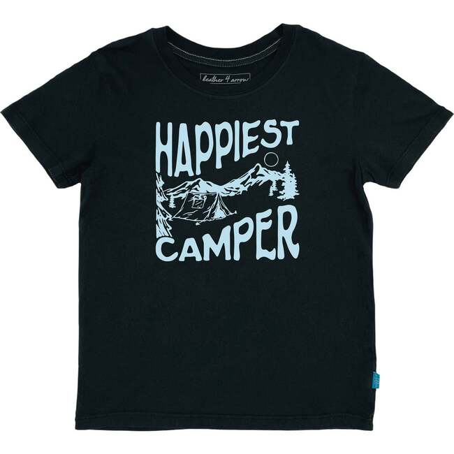 Happiest Camper Crew Neck Short Sleeve Vintage Tee, Black