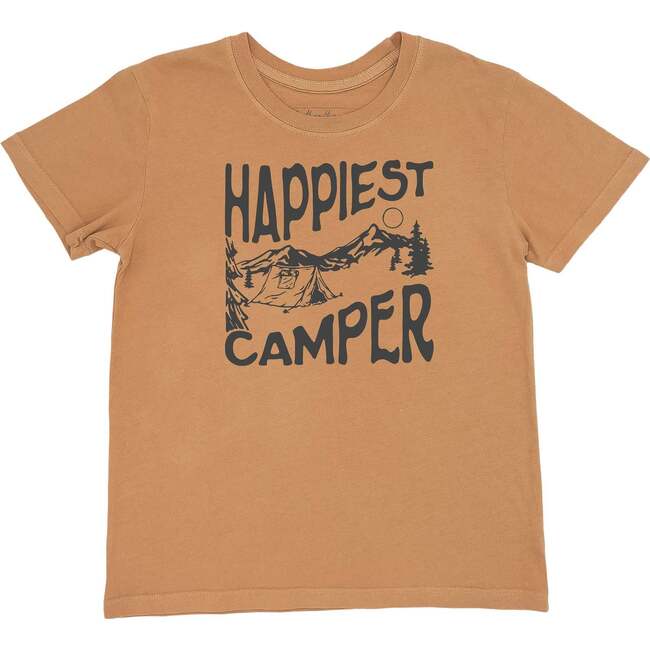 Happiest Camper Crew Neck Short Sleeve Vintage Tee, Apricot