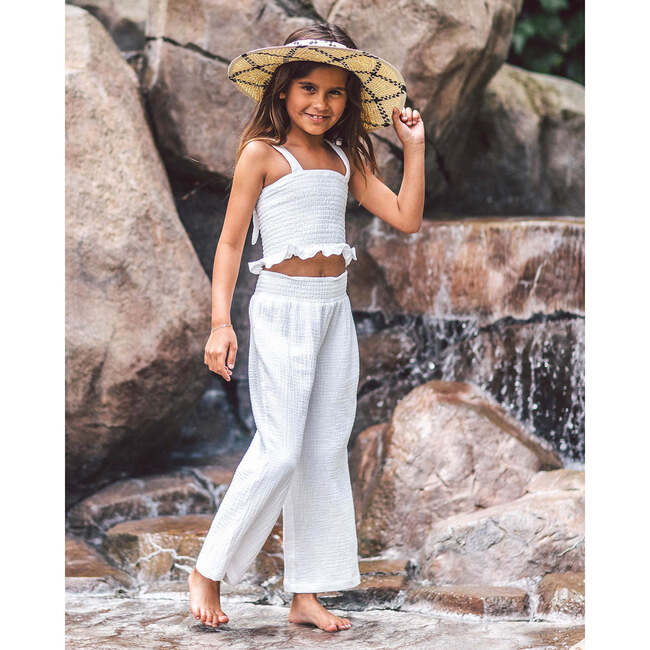 white smocked crop top