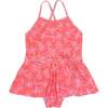 Bella Floral Thin Strap Ruffle Skirt One-Piece Swimsuit, Sugar Coral - One Pieces - 1 - thumbnail