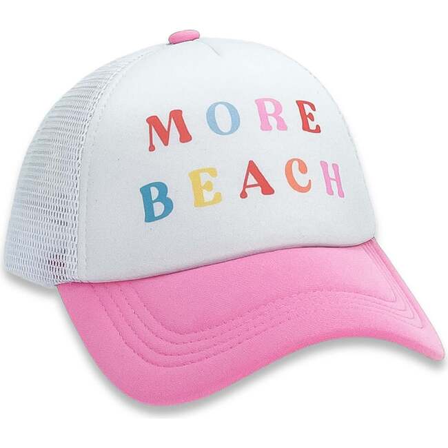 More Beach Trucker Hat, Prism Pink & White