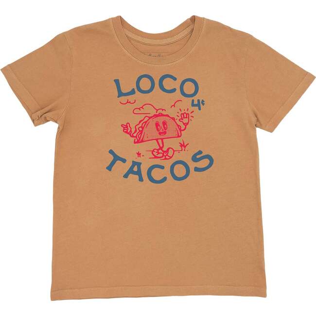 Loco 4 Tacos Crew Neck Short Sleeve Vintage Tee, Apricot