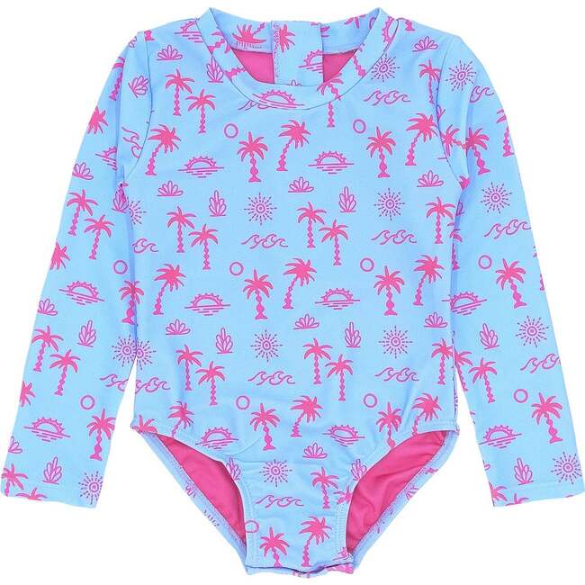 Baby Wave Chaser Long Sleeve Surf Suit, Crystal Blue