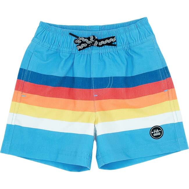 Baby Vintage Stripe Drawstring Volley Trunk, Blue Grotto