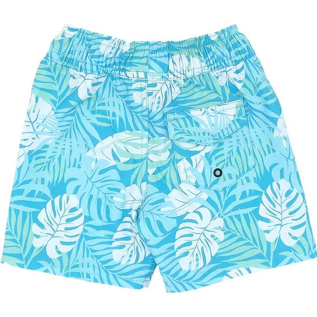 Baby Paradise Palm Print Drawstring Boardshort, Blue Grotto - Swim Trunks - 2