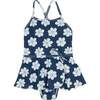 Baby Bella Floral Thin Strap Ruffle Skirt One-Piece Swimsuit, Navy - One Pieces - 1 - thumbnail