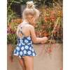 Baby Bella Floral Thin Strap Ruffle Skirt One-Piece Swimsuit, Navy - One Pieces - 2