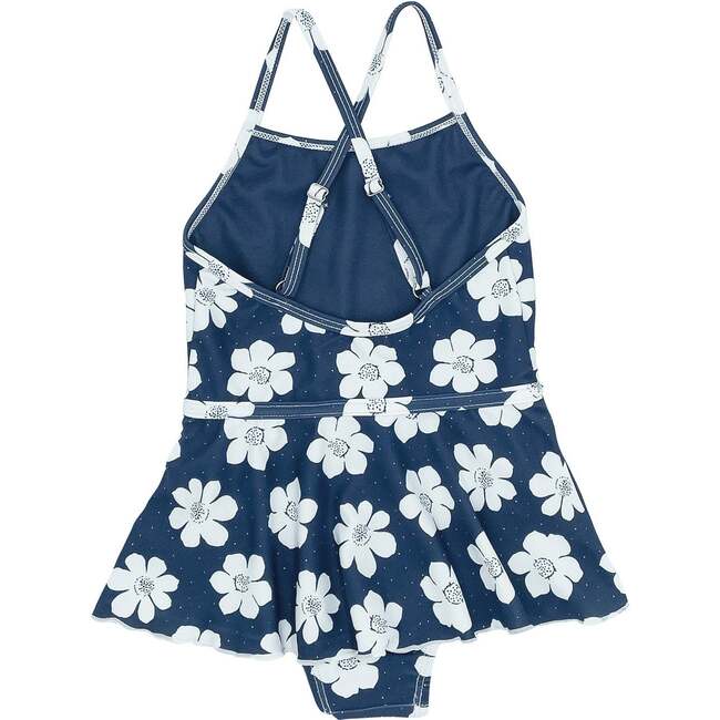 Baby Bella Floral Thin Strap Ruffle Skirt One-Piece Swimsuit, Navy - One Pieces - 3