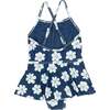Baby Bella Floral Thin Strap Ruffle Skirt One-Piece Swimsuit, Navy - One Pieces - 3