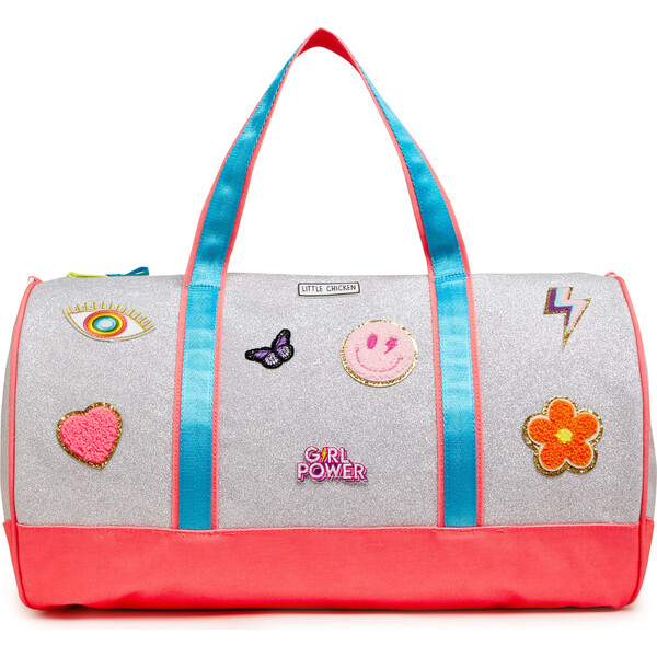 [cozing]★人気★ Shiny duffle bag (3色) Duffle Bag With Patches, Silver Glitter - Little Chicken