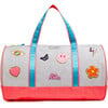 Duffle Bag With Patches, Silver Glitter - Bags - 1 - thumbnail