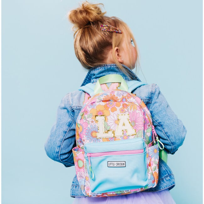 Mini Backpack With Inital Patches, Floral - Backpacks - 2