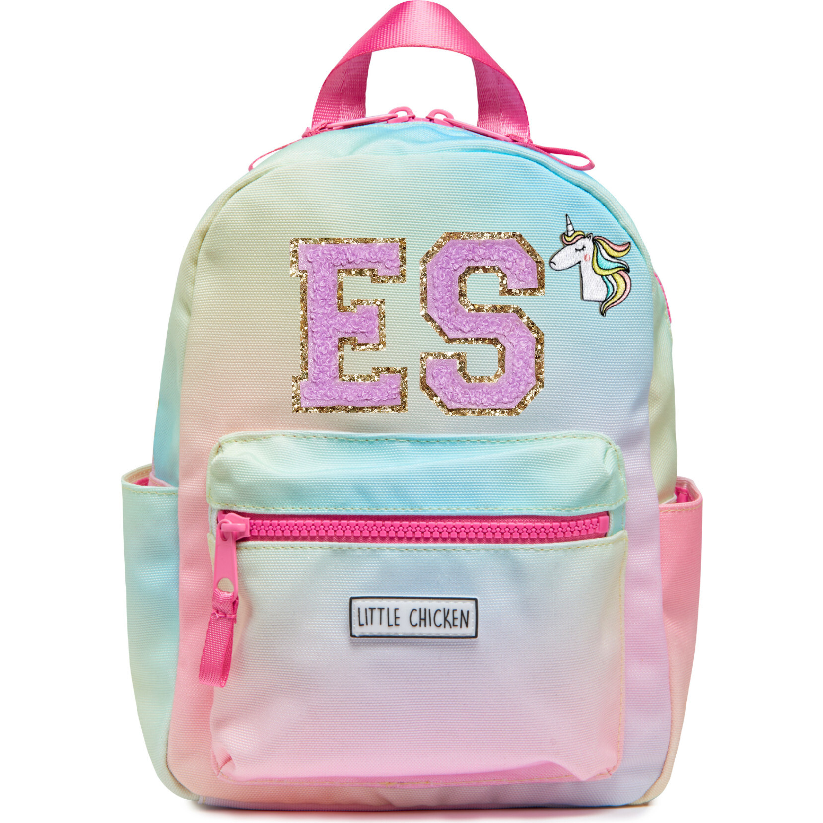 Mini Backpack With Inital Patches, Rainbow - Backpacks - 1