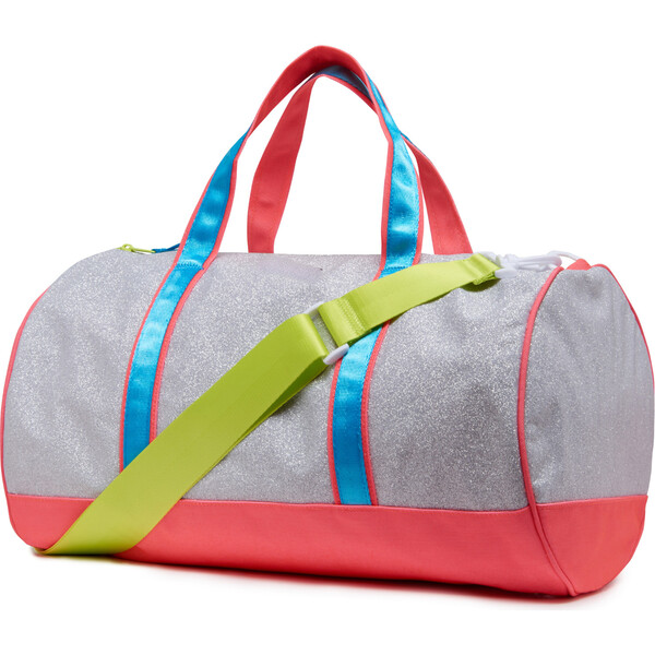 Duffle Bag With Inital Patches, Silver Glitter - Little