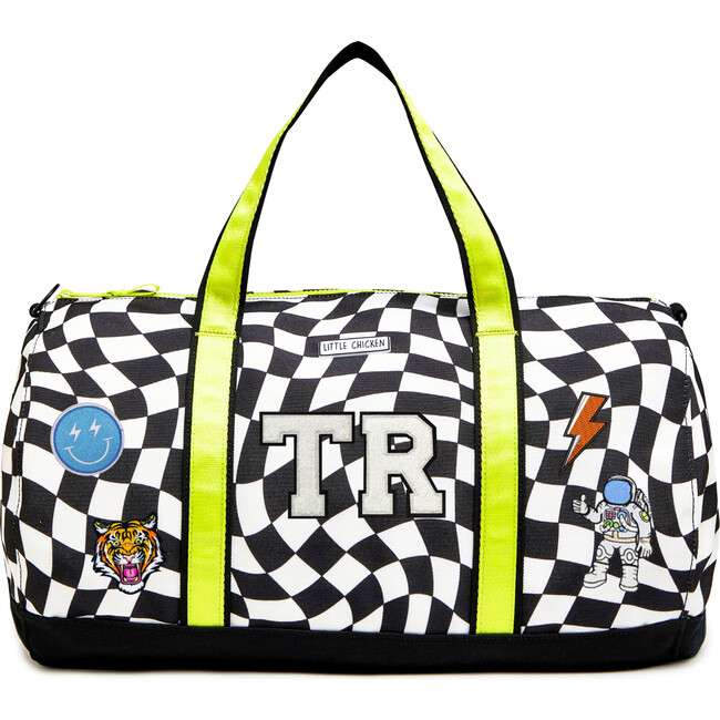 Duffle Bag With Inital Patches, Checkered
