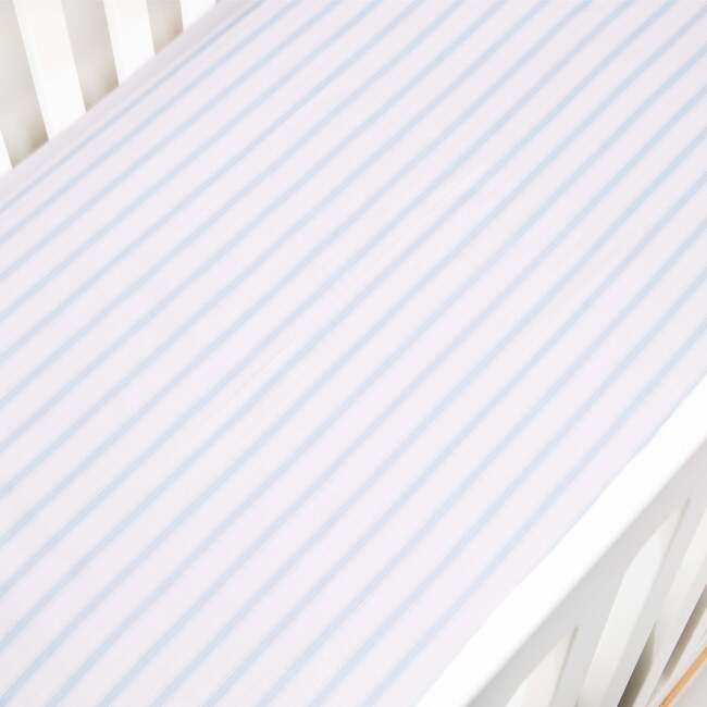 Seaside Narrow Stripes Crib Sheet, Ocean