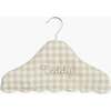 Kids Gingham Wooden Hanger, Beige - Hangers - 1 - thumbnail