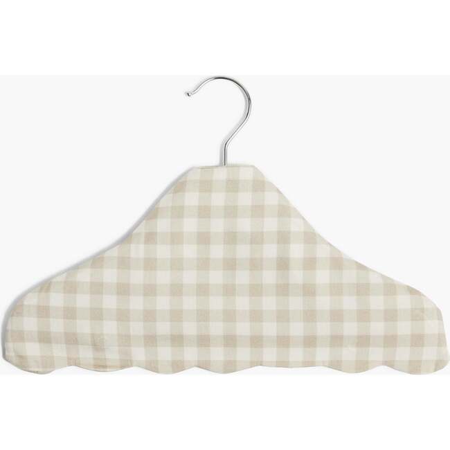 Kids Gingham Wooden Hanger, Beige - Hangers - 2