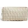 Gingham Toiletry Zipper Pouch, Beige - Bath Accessories - 2