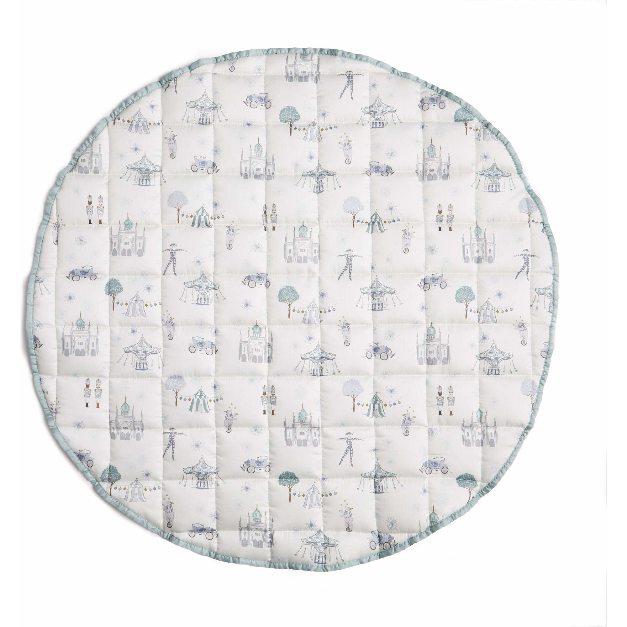 Adventures In Wonderland Print Round Play Mat, Aqua - Playmats - 1