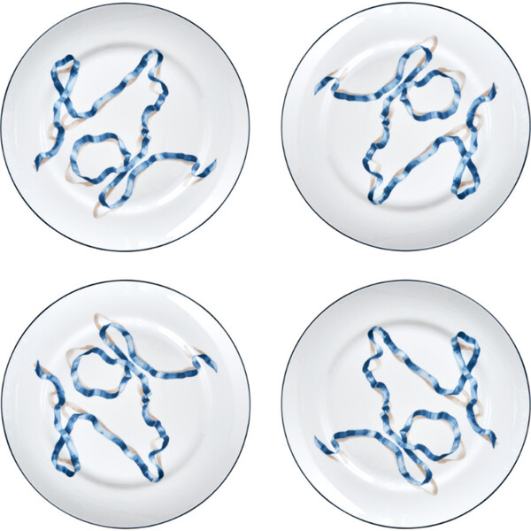 Sprezz Ribbon Dinner Plate, Blue - Set of Four