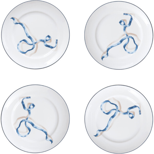 Sprezz Ribbon Dessert Plate, Blue - Set of Four
